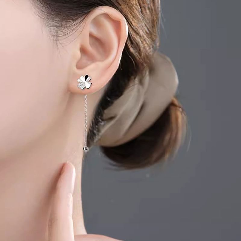 Clover Rhinestone Alloy Dangle Earring mySite