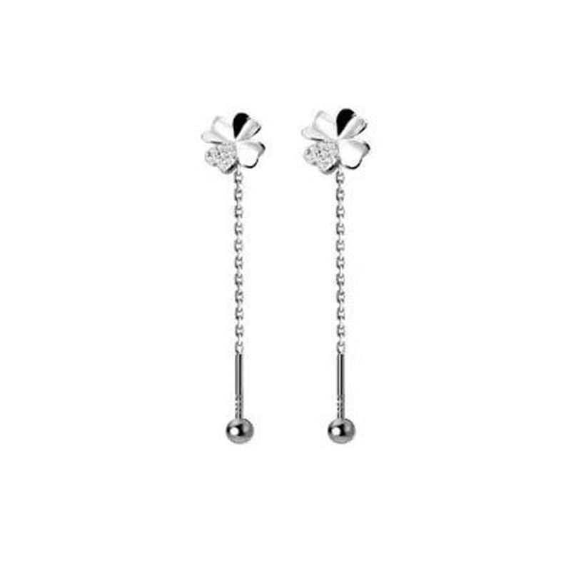 Clover Rhinestone Alloy Dangle Earring mySite