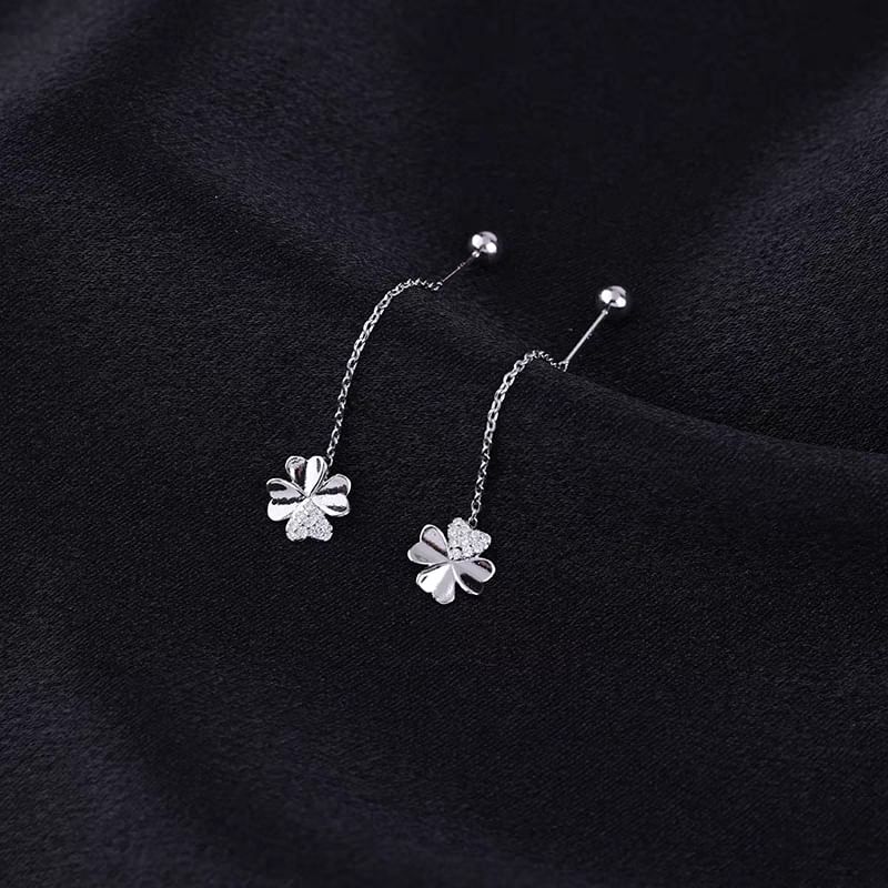 Clover Rhinestone Alloy Dangle Earring mySite