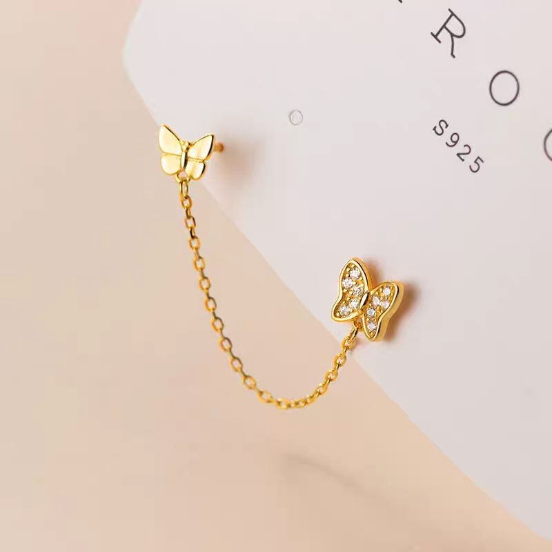 Butterfly Chained Alloy Stud Earring mySite