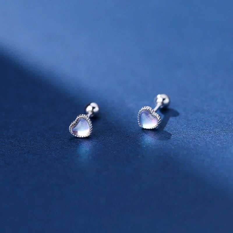 Heart Moonstone Alloy Stud Earring mySite