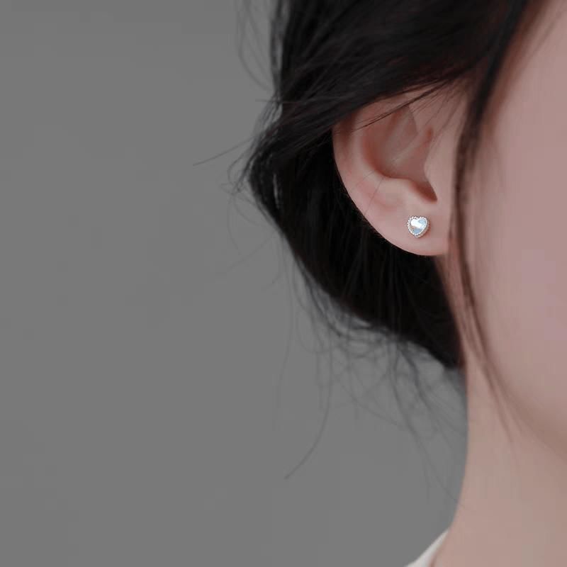 Heart Moonstone Alloy Stud Earring mySite