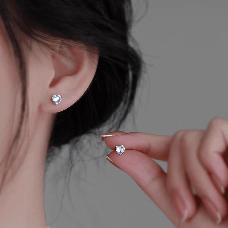 Heart Moonstone Alloy Stud Earring mySite