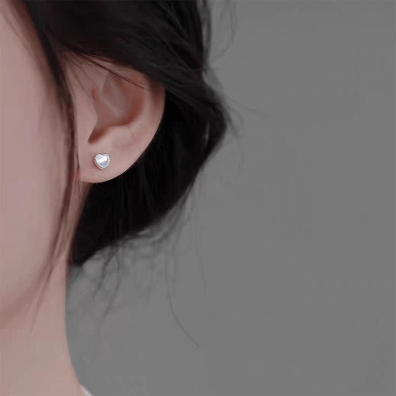 Heart Moonstone Alloy Stud Earring mySite