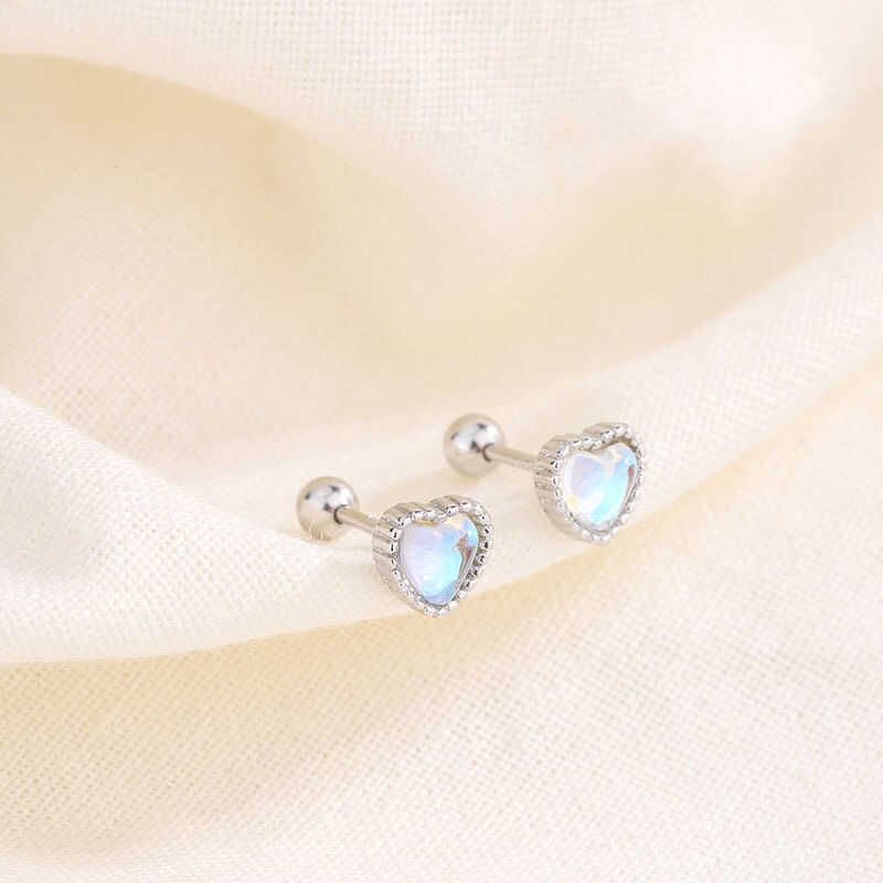 Heart Moonstone Alloy Stud Earring mySite