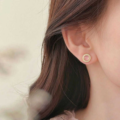 Faux Gemstone Bead Alloy Stud Earring mySite