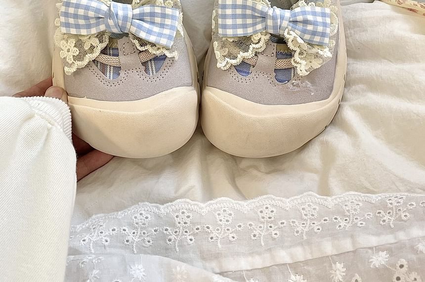 Bow Lace Trim Mary Jane Shoes SpreePicky