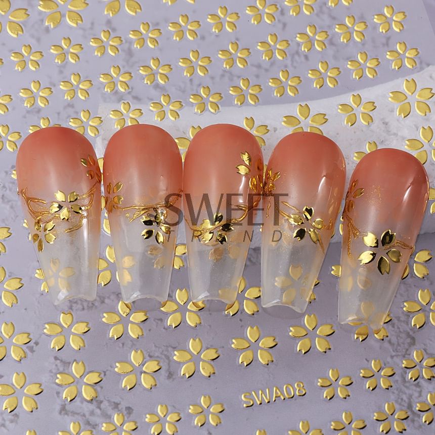 Floral Metallic Nail Art Stickers SpreePicky