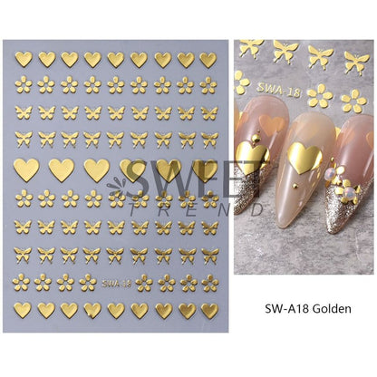 Floral Metallic Nail Art Stickers SpreePicky