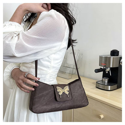 Butterfly Accent Faux Leather Shoulder Bag SpreePicky