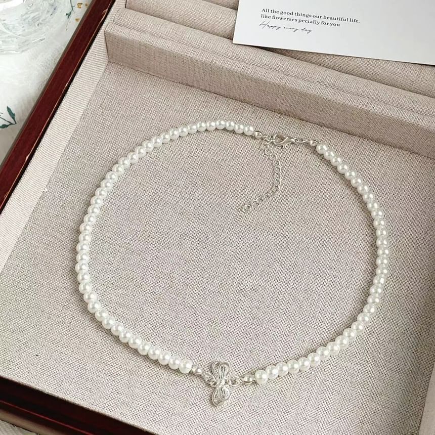 Bow Faux Pearl Necklace mySite