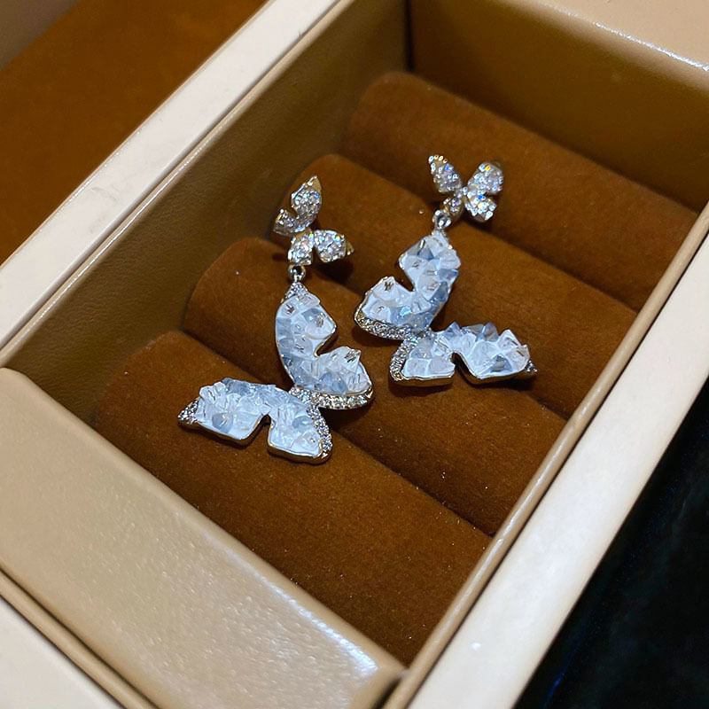 (Various Earring Faux Alloy / Designs) Crystal Pearl Butterfly FashionChic