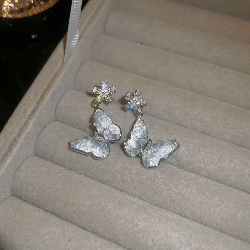 (Various Earring Faux Alloy / Designs) Crystal Pearl Butterfly FashionChic