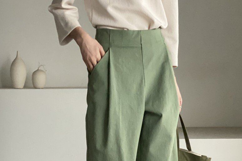 High Rise Plain Cropped Loose Fit Pants SpreePicky