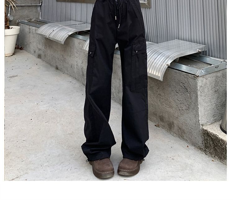 High Waist Plain Loose Fit Cargo Pants (Various Designs) SpreePicky