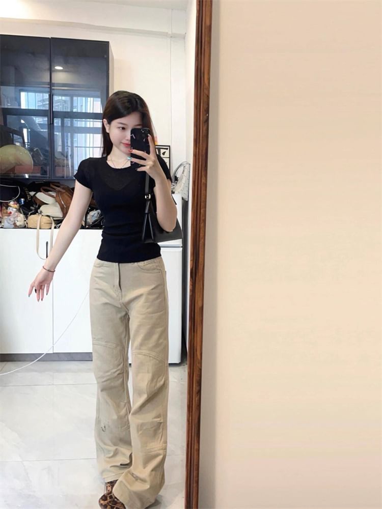 High Waist Plain Flared Cargo Pants (Various Designs) SpreePicky