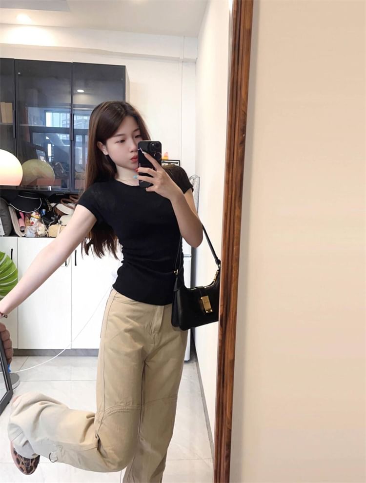 High Waist Plain Flared Cargo Pants (Various Designs) SpreePicky