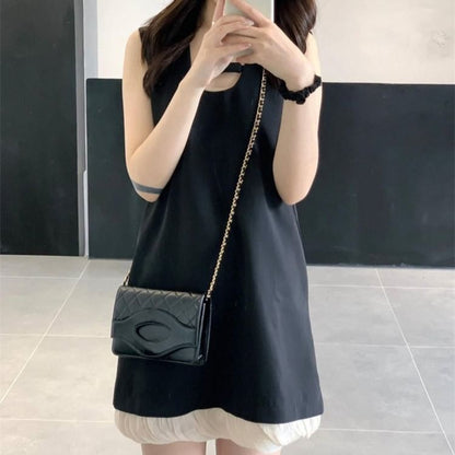 Sleeveless U-Neck Two Tone Mini A-Line Dress Egirldoll