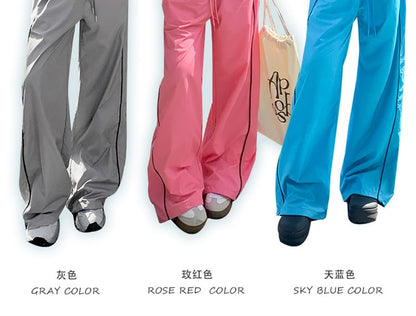 Elastic Waist Contrast Trim Wide Leg Sweatpants (Various Designs) SpreePicky