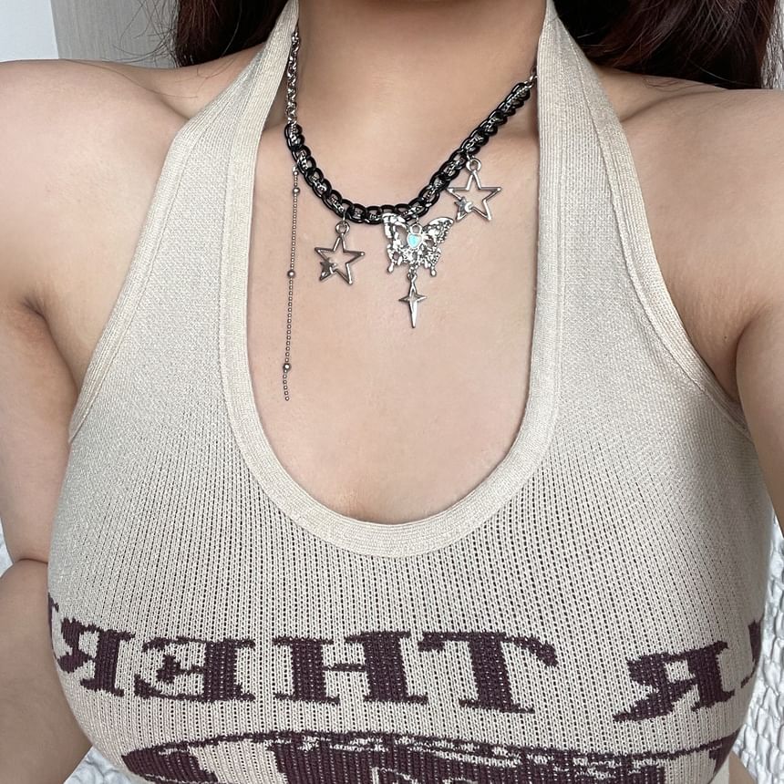 Necklace Fringed Pendant Butterfly Star FashionChic