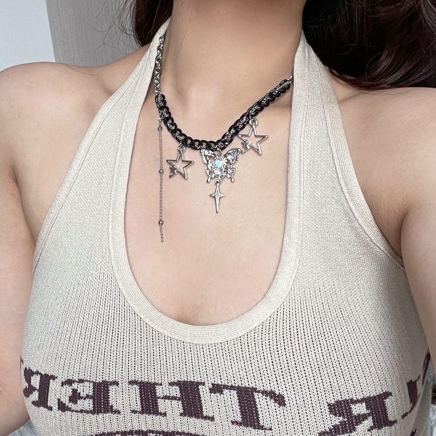 Necklace Fringed Pendant Butterfly Star FashionChic