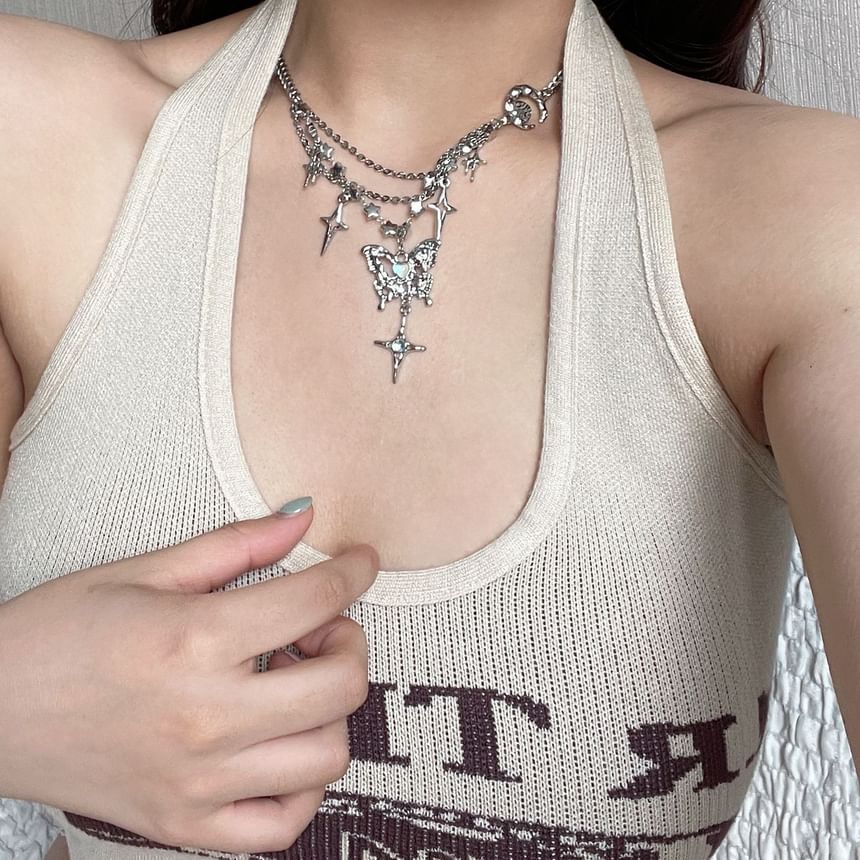 Necklace Fringed Pendant Butterfly Star FashionChic