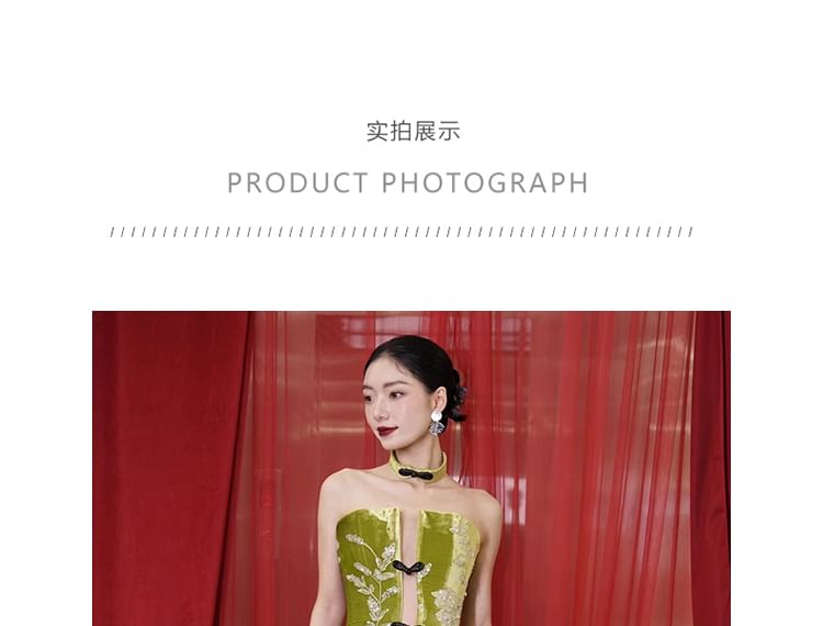 Strapless Evening Floral Sheath Gown FashionChic