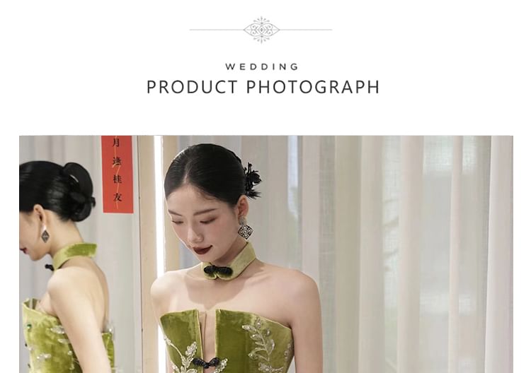 Strapless Evening Floral Sheath Gown FashionChic