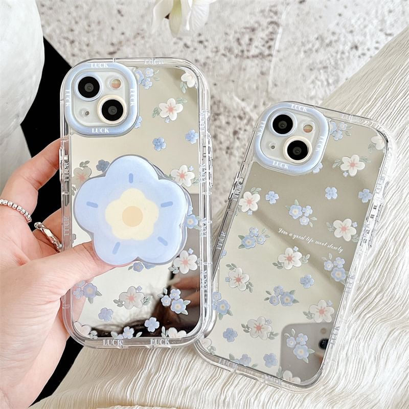 Floral Mirrored Phone Case - iPhone 15 Pro Max / 15 Pro / 15 Plus / 15 / 14 Pro Max / 14 Pro / 14 Plus / 14 / 13 Pro Max / 13 Pro / 13 / 13 mini / 12 Pro Max / 12 Pro / 12 / 12 mini / 11 Pro Max / 11 Pro / 11 SpreePicky