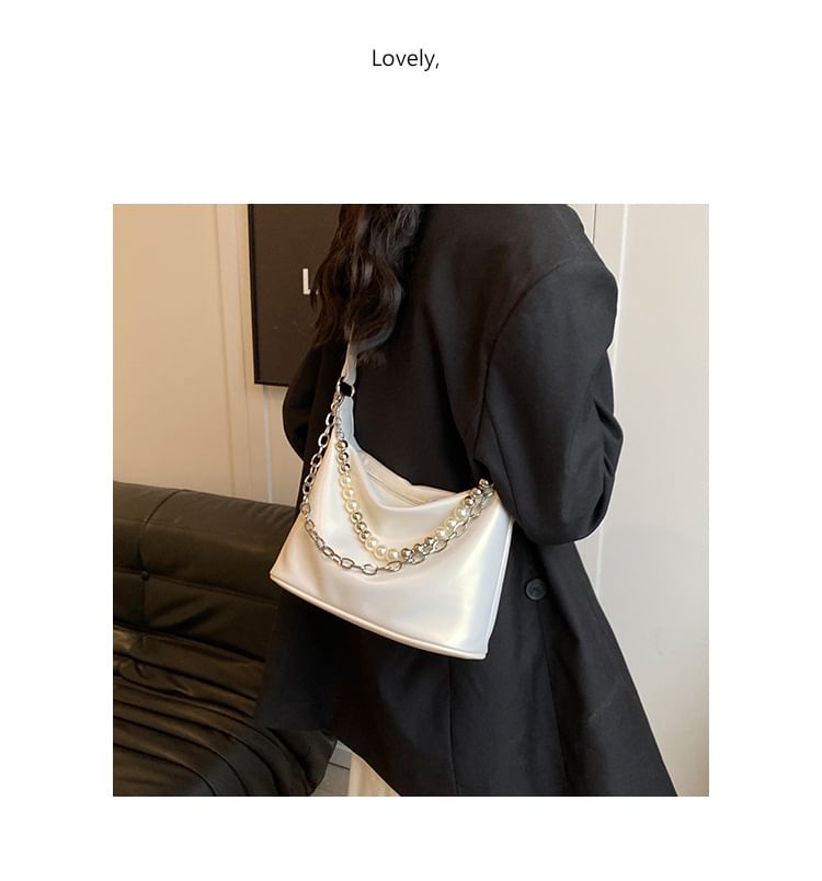 Faux Pearl Strap Chained Crossbody Bag SpreePicky