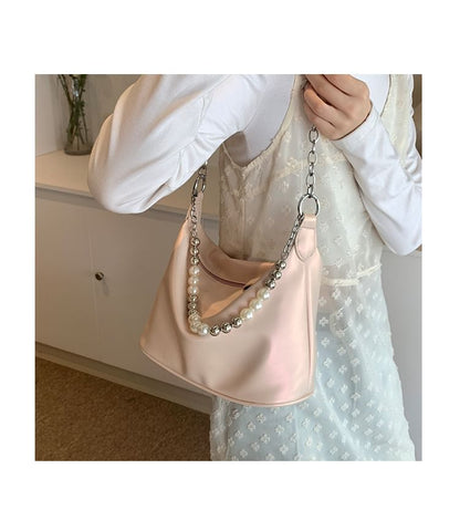 Faux Pearl Strap Chained Crossbody Bag SpreePicky