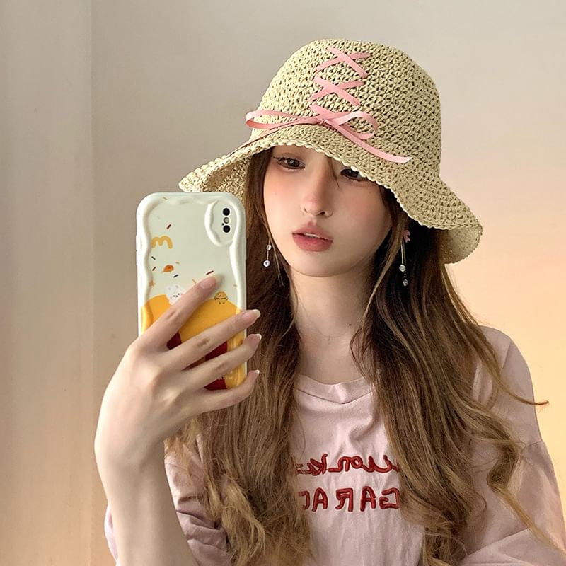 Lace-Up Straw Sun Hat SpreePicky