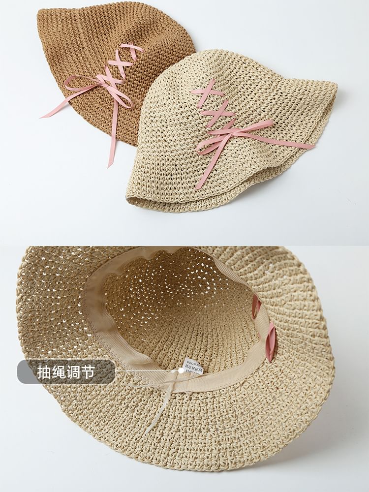 Lace-Up Straw Sun Hat SpreePicky