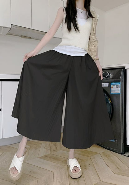 High Rise Wide Leg Plain Skort SpreePicky