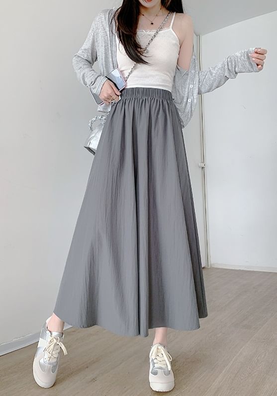 High Rise Wide Leg Plain Skort SpreePicky