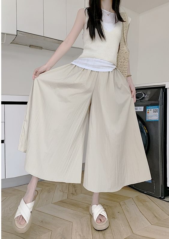 High Rise Wide Leg Plain Skort SpreePicky