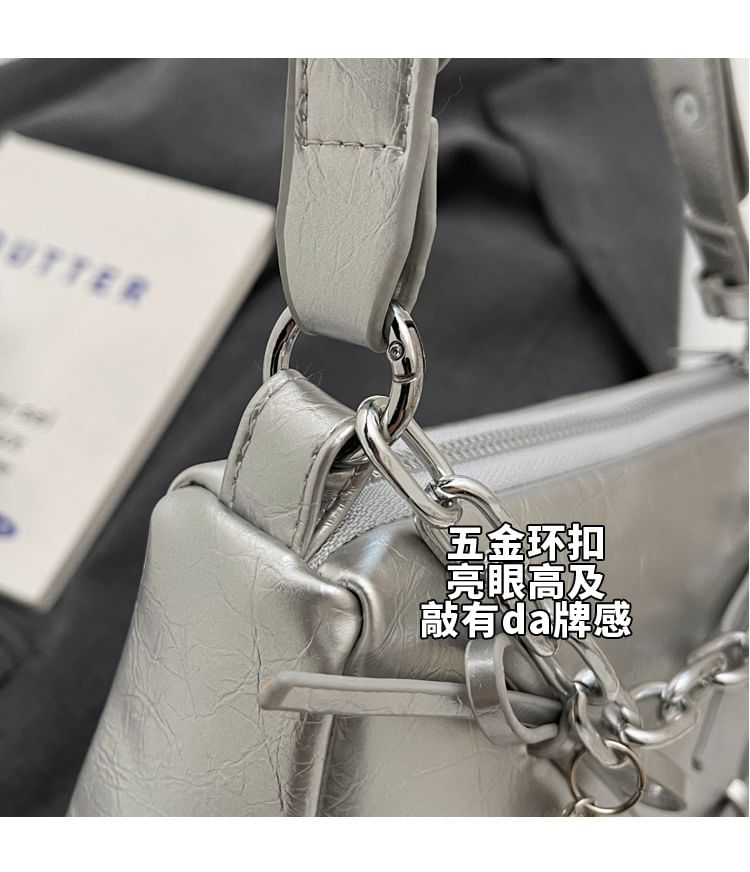 Bow Chain Detail Faux Leather Crossbody Bag SpreePicky