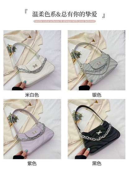 Butterfly Studded Chain Detail Shoulder Bag SpreePicky