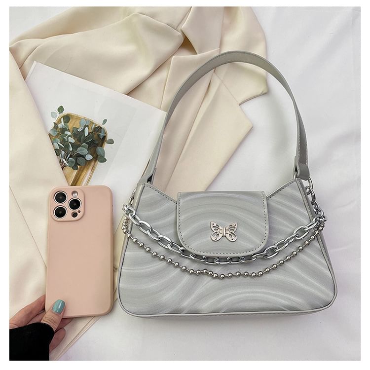 Butterfly Studded Chain Detail Shoulder Bag SpreePicky