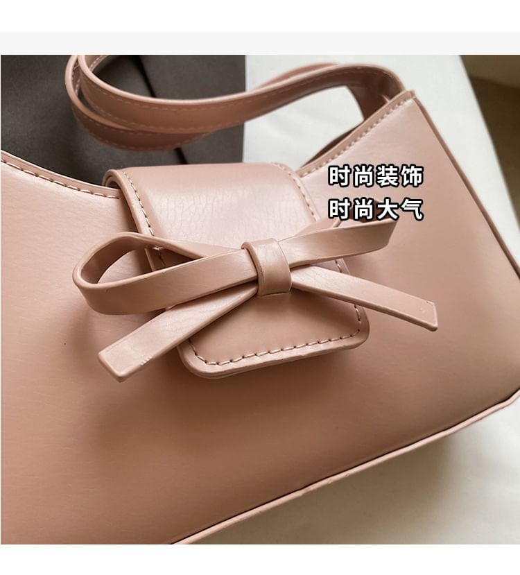 Bow Faux Leather Shoulder Bag SpreePicky