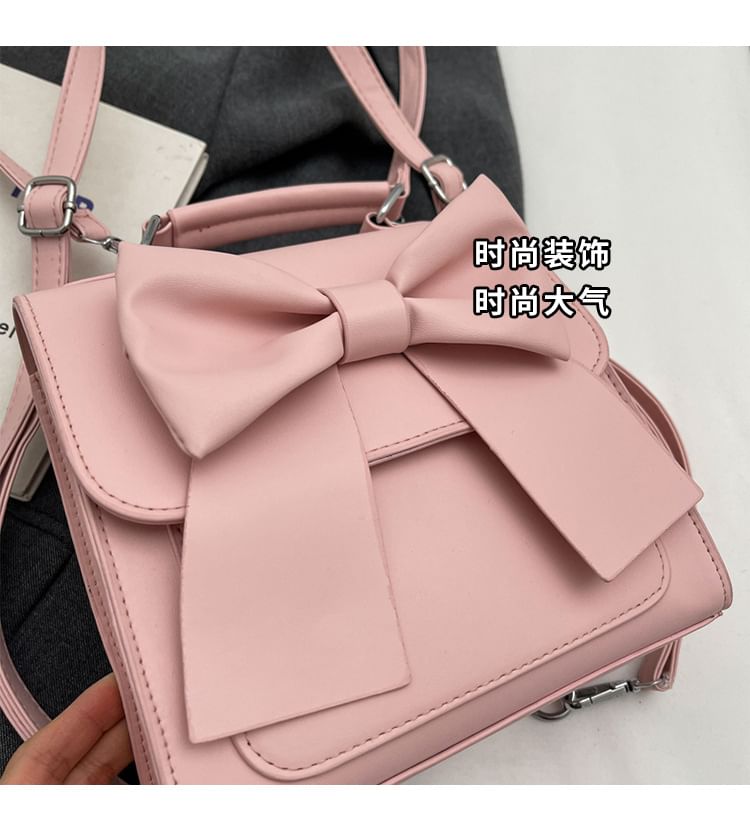 Bow Flap Faux Leather Flap Backpack SpreePicky