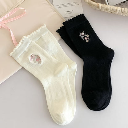 Flower Embroidered Socks SpreePicky