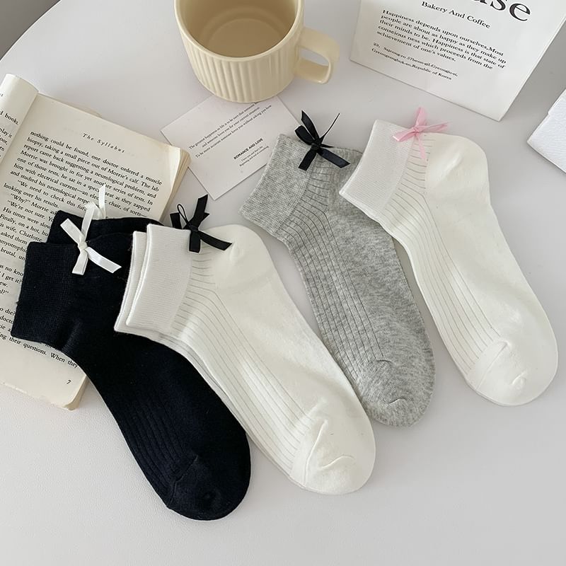 Plain Ribbed Bow Socks SpreePicky