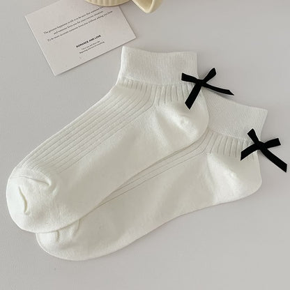 Plain Ribbed Bow Socks SpreePicky