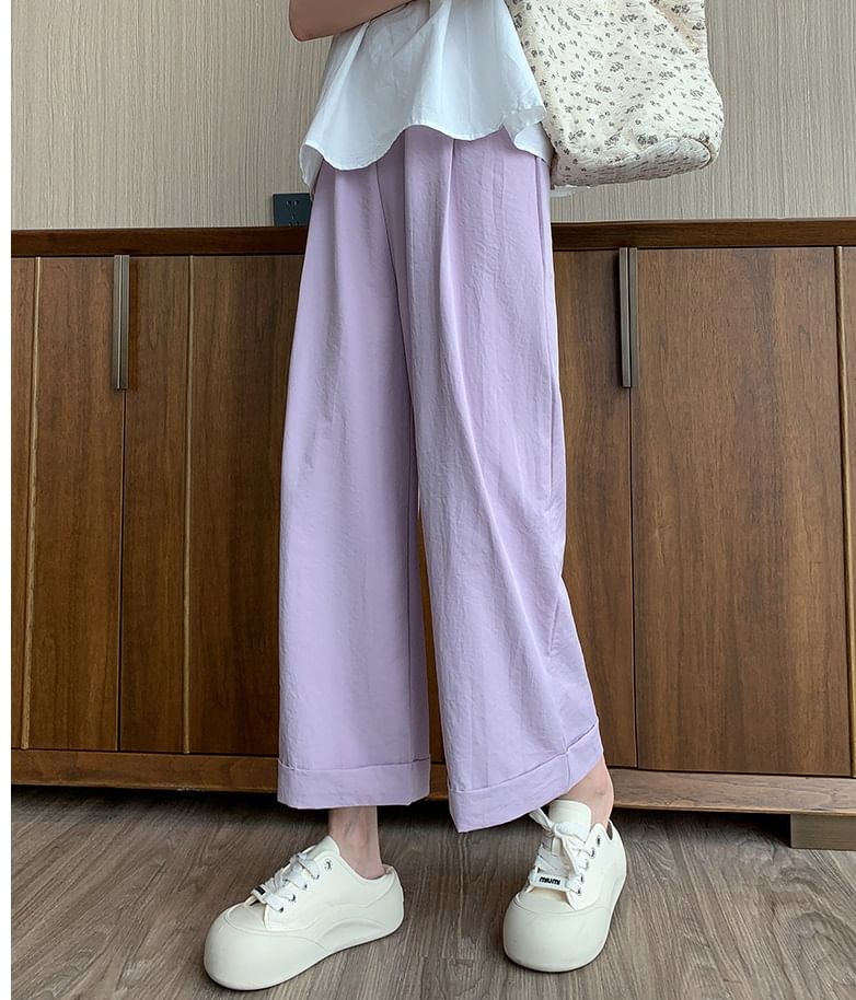 High Rise Plain Wide Leg Crop Sweatpants SpreePicky