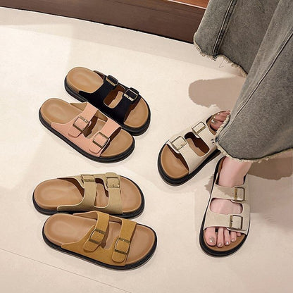 Buckled Platform Slide Sandals SpreePicky