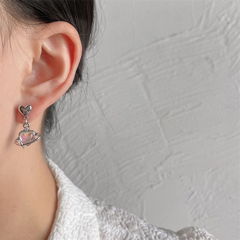 Heart Planet Alloy Drop Earring mySite