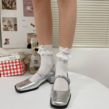 Plain Bow Frill Short Socks mySite