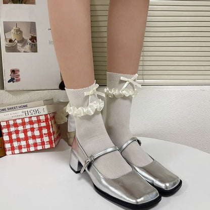 Plain Bow Frill Short Socks mySite