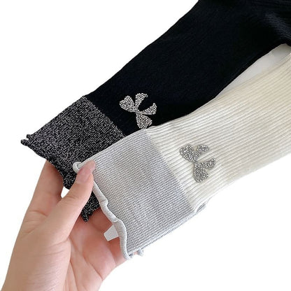 Bow Glitter Short Socks mySite